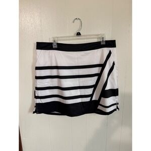 Lady Hagen Women's Golf Skort Size 14 Black White Stripe Athleisure Skirt